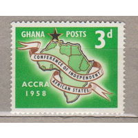 Карта 1-я конференция независимых африканских государств, Аккра Гана 1958 год лот 1046 ЧИСТАЯ