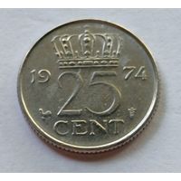Нидерланды. 25 центов 1974 года.
