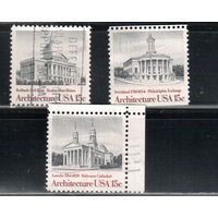 США-1979, (Мих.1383-1385) , гаш. , Архитектура, 3 марки(2)