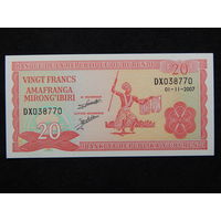 Бурунди 20 франков 2007г.UNC