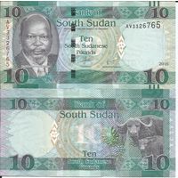 Южный Судан 10 фунтов образца 2016 года UNC p12b