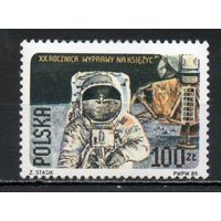20 лет первого полёта на Луну Польша 1989 год серия из 1 марки