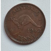 Австралия 1 пенни, 1942 "I" ниже бюста 2-16-7