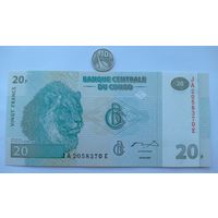 Werty71 Конго 20 франков 2003 UNC банкнота Лев прайд