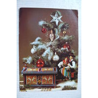 Новогодняя окрытка; 1981, подписана, изд. Польша (куклы в национальных костюмах).