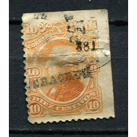 Мексика - 1874/1883 - Идальго 10С с надпечаткой - (есть тонкое место) - [Mi.97iy] - 1 марка. Гашеная.  (LOT DR38)