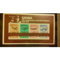 Транспорт, воздушный флот, авиация, самолеты, история воздухоплавания, Гана, 1978, блок