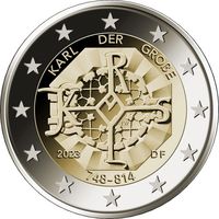 2 евро 2023 Германия А 1275 лет со дня рождения Карла Великого  UNC из ролла