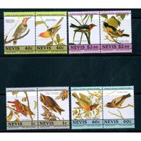 Фауна Птицы Невис 1985 год чистая серия из 8  марок в парах