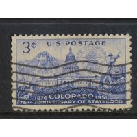США 1951 75 летие образования штата Колорадо Водосбор голубой Гора Святого Креста Региональное собрание Памятник ковбою в Прокторе #619