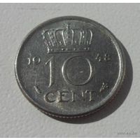 10 центов Нидерланды 1948 года (из копилки)