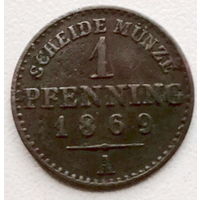 Пруссия 1 пфенниг 1869