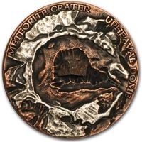 Ниуэ 1 доллар 2019г. "Метеорит Upheaval. Кратер". Монета в капсуле; деревянном подарочном футляре; сертификат; коробка. СЕРЕБРО 31,10гр.(1 oz).
