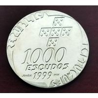 Серебро 0.500! Португалия 1000 эскудо, 1999 25 лет Революции 25 апреля