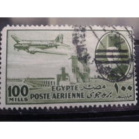 Египет, 1953, Самолет над Нилом, ндпечатка 100М, Mi-3,5 евро гаш