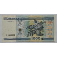 Беларусь 1000 рублей 2000 г. Серия ЕЭ. Интересный номер 4255555