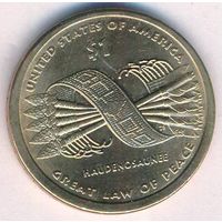 1 доллар США 2010 год  Сакагавея Пояс Гайавата двор Р _состояние аUNC/UNC