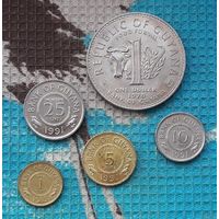 Гайана набор монет 1, 5, 10, 25 центов; 1 доллар 1970 года ФАО, UNC.