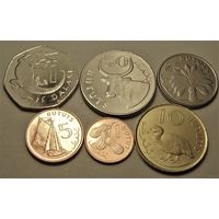 Гамбия. набор 6 монет 1, 2, 5, 10, 25, 50 бутут - 1 даласи 1998 - 2014 года