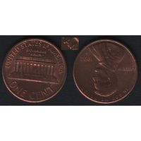 США km201b 1 цент 1992 год (D) раздельно AM в AMERICA (f0