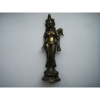 Древняя бронзовая ( пустотелая, остатки серебрения) Индийская статуэтка Богини ПАРВАТИ .  Высота 21 см. 5 мм.