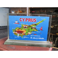 Настольная плакетка Кипр. Лимассол. Стекло, 10,5х16,5х3,5 см.