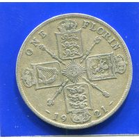 Великобритания 1 флорин ( 2 шиллинга ) 1921 , серебро