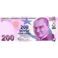Турция 200 лир образца 2009 года UNC p 227f