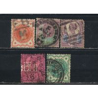 Великобритания 1887-1900 V Стандарт Перфин #86-7,93-4,100