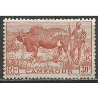 Камерун(французский). Бык с пастухом. 1946г. Mi#271.