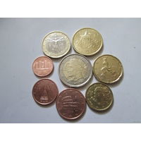 Полный ГОДОВОЙ набор евро монет Италия 2002 г. (1, 2, 5, 10, 20, 50 евроцентов, 1, 2 евро)