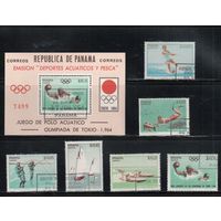 Панама-1964 (Мих.734-739,БЛ.21) , гаш.  , Спорт,  ОИ-1964, Рыбалка(полная серия_