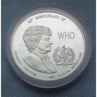 Замбия, 5000 квача, 1998 г. 50-я годовщина ВОЗ, серебро 31,1 г.