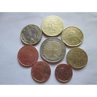 Полный ГОДОВОЙ набор евро монет Франция 2001 г. (1, 2, 5, 10, 20, 50 евроцентов, 1, 2 евро)