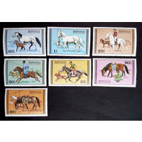 Монголия 1977 г. Лошади. Фауна, полная серия из 7 марок. Чистые #0085-Ч1P11
