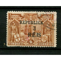 Португальские колонии - Индия - 1913 - Надпечатка нового номинала 3REIS на 4T - [Mi.336] - 1 марка. Гашеная.  (Лот 139Bi)