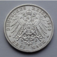Германия, Пруссия 3 марки, 1910. А
