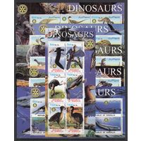 Динозавры Доисторические животные Фауна 2002 Сомали MNH полная серия 6 Малых листов + 6 Блоков зуб