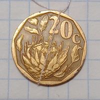 20 центов 1993 ЮАР  Брак, разворот( поворот)