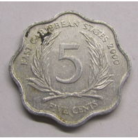 Восточные Карибы 5 центов 2000 г