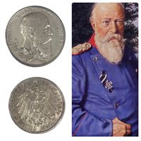 2 Марки 1902 Германская Империя Баден 50 лет правления Фридриха 1 Монетный двор Штутгарт