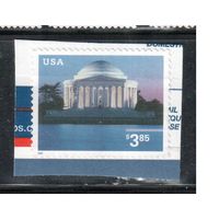 США-2002 (Мих.3624) , гаш. , Мемориал Джефферсона, Архитектура (одиночка), вырезка