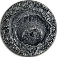 Ниуэ 1 доллар 2019г. "Луна. Кратер Коперник. Лунный метеорит NWA 8609". Монета в капсуле; деревянном подарочном футляре; сертификат; коробка. СЕРЕБРО 31,10гр.(1 oz).
