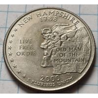 США 1/4 доллара, 2000 Квотер штата Нью-Гэмпшир     D     ( 1-1-5 )