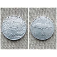 Коморские острова 5 франков 1992/ фауна / рыбы //FA