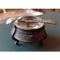 Солонка мельхиор СССР с ложечкой