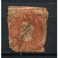Чили - 1854 - Христофор Колумб - [Mi.1iia] - 1 марка. Гашеная.  (Лот 78EP)-T2P37