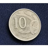 Австралия 10 центов 1966. 11 шипов на верхнем пере Лирохвоста - монетный двор Канберра