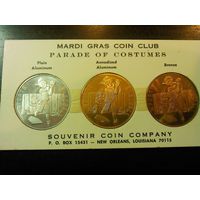 3 сувенирные монеты бейсбол США марди грасс
