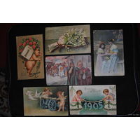 Сборная серия старинных открыток, по теме: "ПРАЗДНИКИ" - моя коллекция до 1917 года - антикварная редкость - цена за всё, что на фото, по отдельности пока не продаю-!